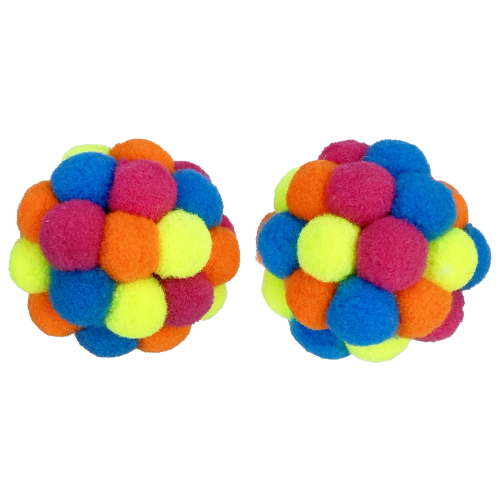 Happy Pet Tabby Patch Pom Pom Balls 2pcs