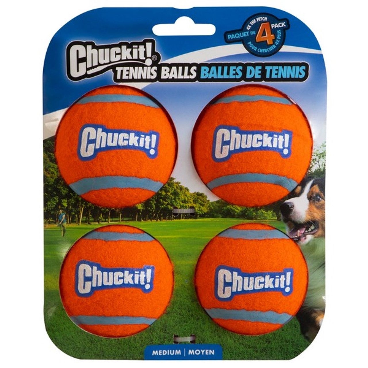 Chuckit Launcher CompTennis Ball Medium 4pk 6.5cm