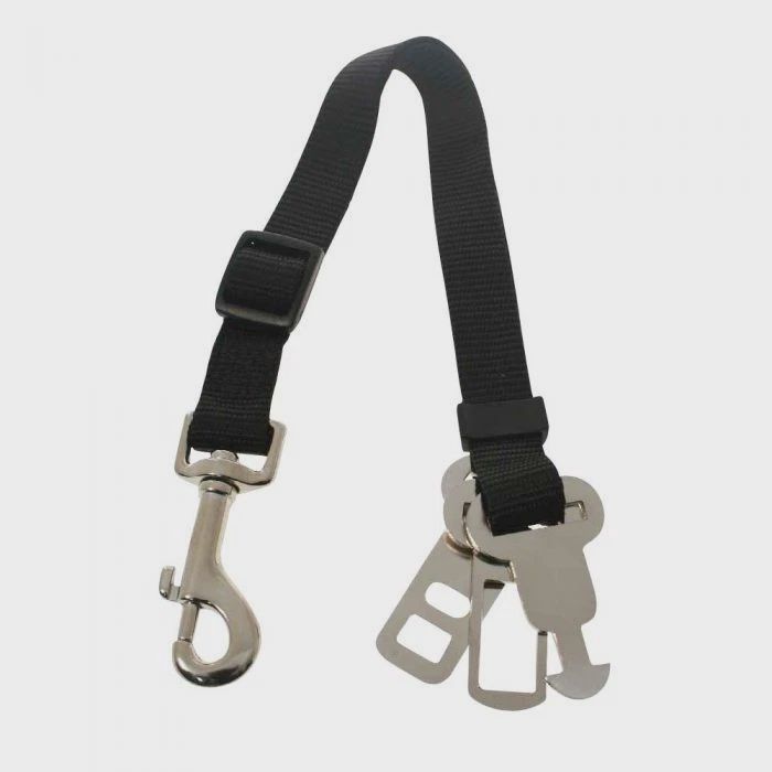 Dog Life Car Seat Belt Restraint Lead Black to Join Harness To A Seat Belt Buckle 12&quot; - 22&quot; 30- 56cm