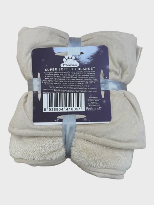 Dream Paws Pet Blanket - Birch White. Size: 110 X 75cm