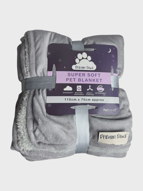 Dream Paws Pet Blanket - Flint Grey. Size: 110 X 75cm