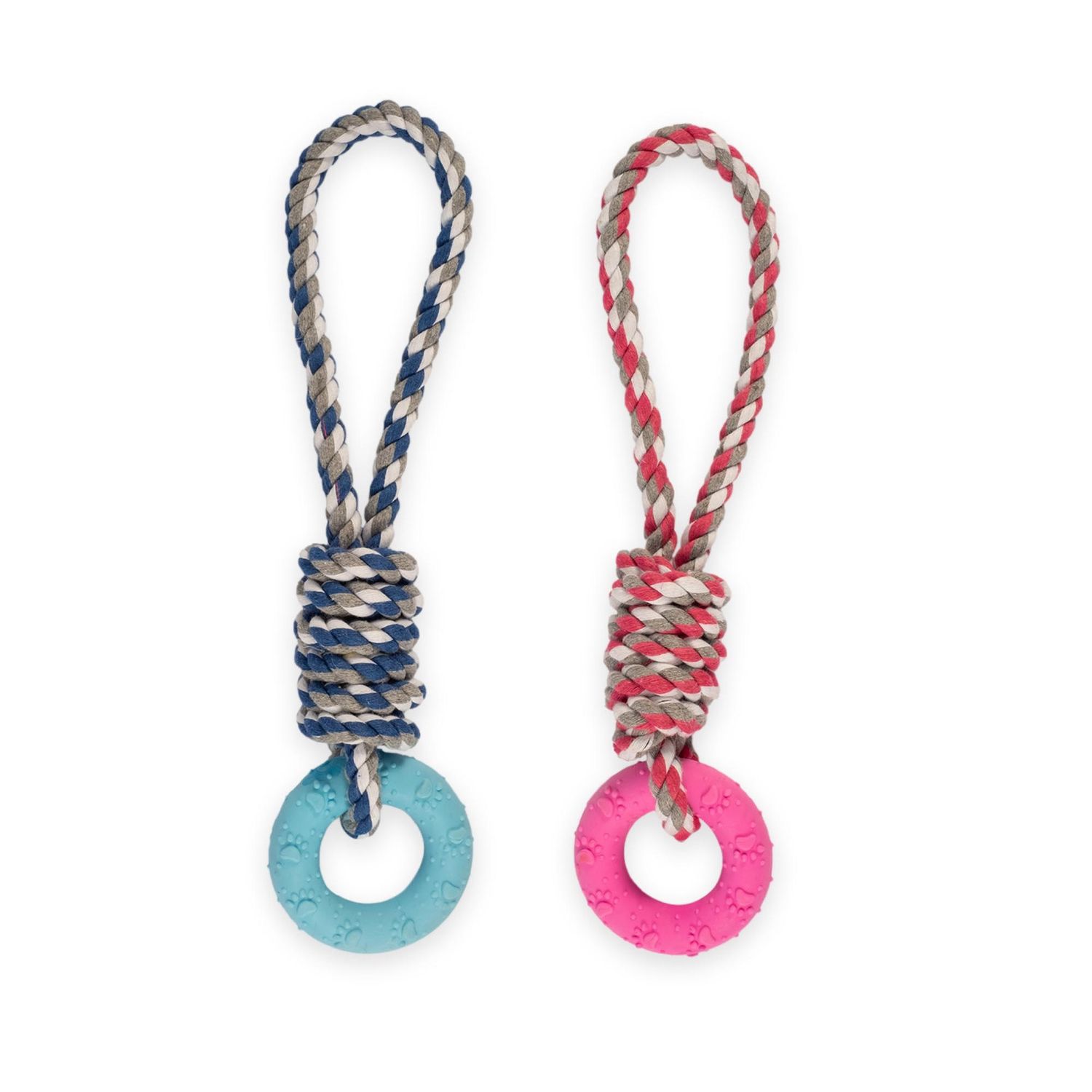 Ancol Small Bite Rope &amp; Rings Pink or Blue