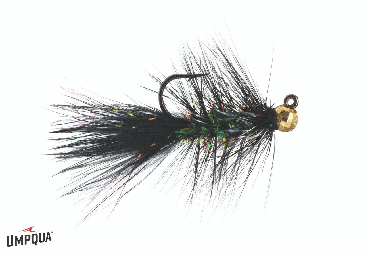 Crystal Bugger Tungsten Jigged, Size: 6, Color: Black