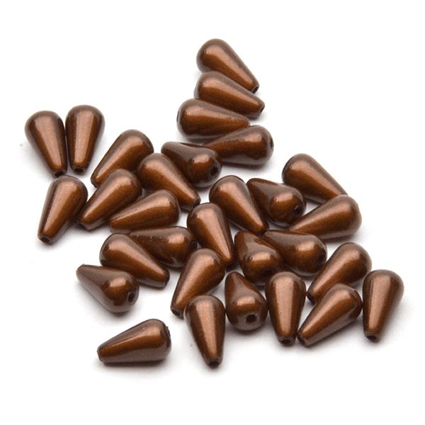 MFC Teardrop Streamer Beads, Color: Brown, Size: 6mm