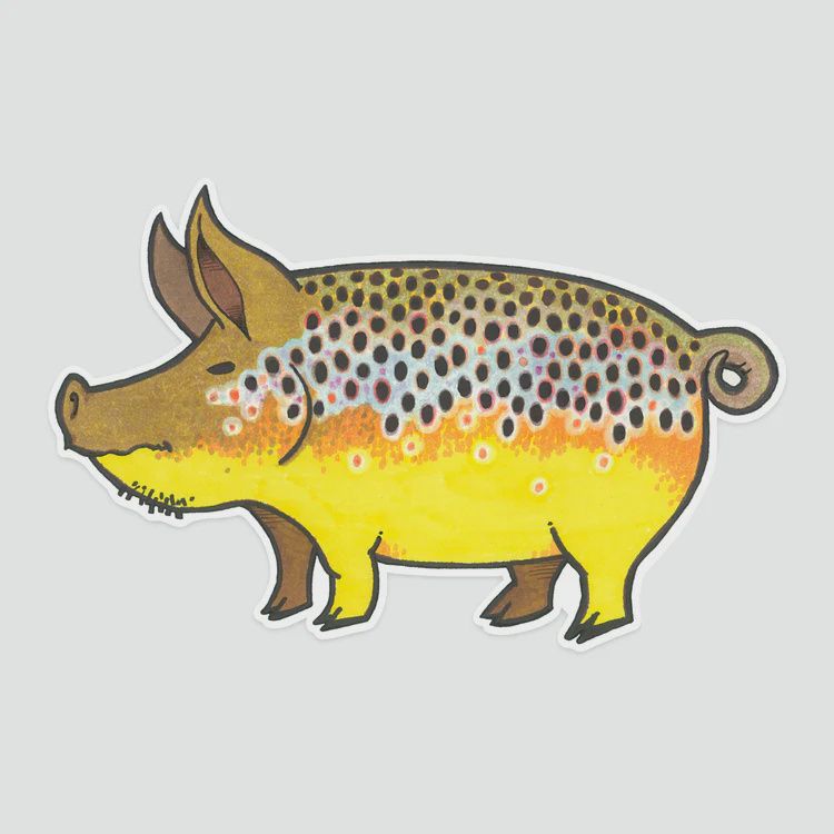Pig Trout Sticker, Color: Brown Trout