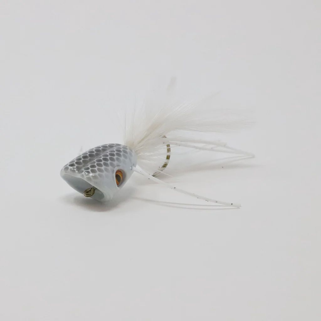 SS Double Barrel Bass Bug Popper, Color: White, Size: 2