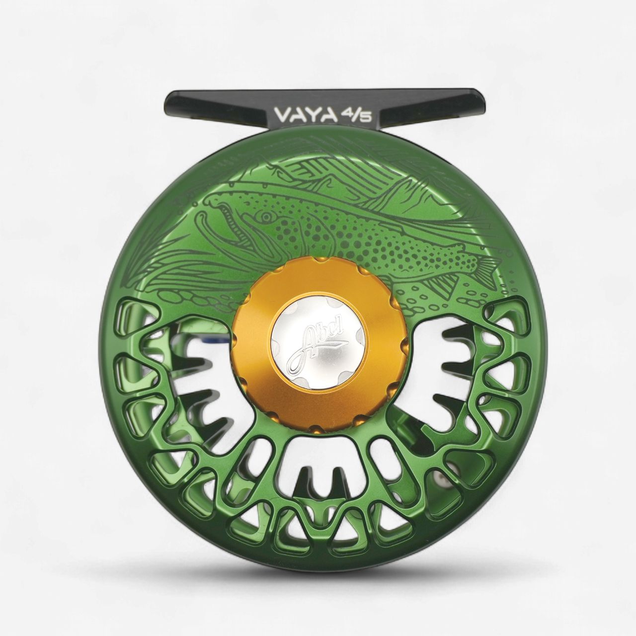 Vaya Reel, Color: Deep Green/Bronze Knob w/ engraving, Size: 4/5