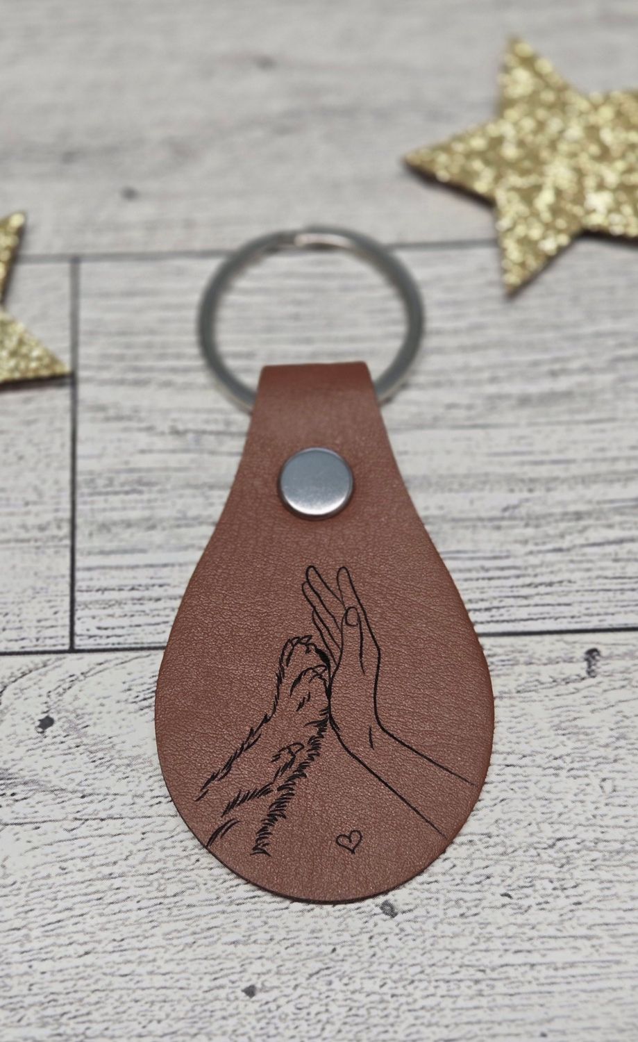 Leather Hi Five Fur Baby Love Keychain