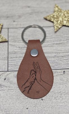 Leather Hi Five Fur Baby Love Keychain