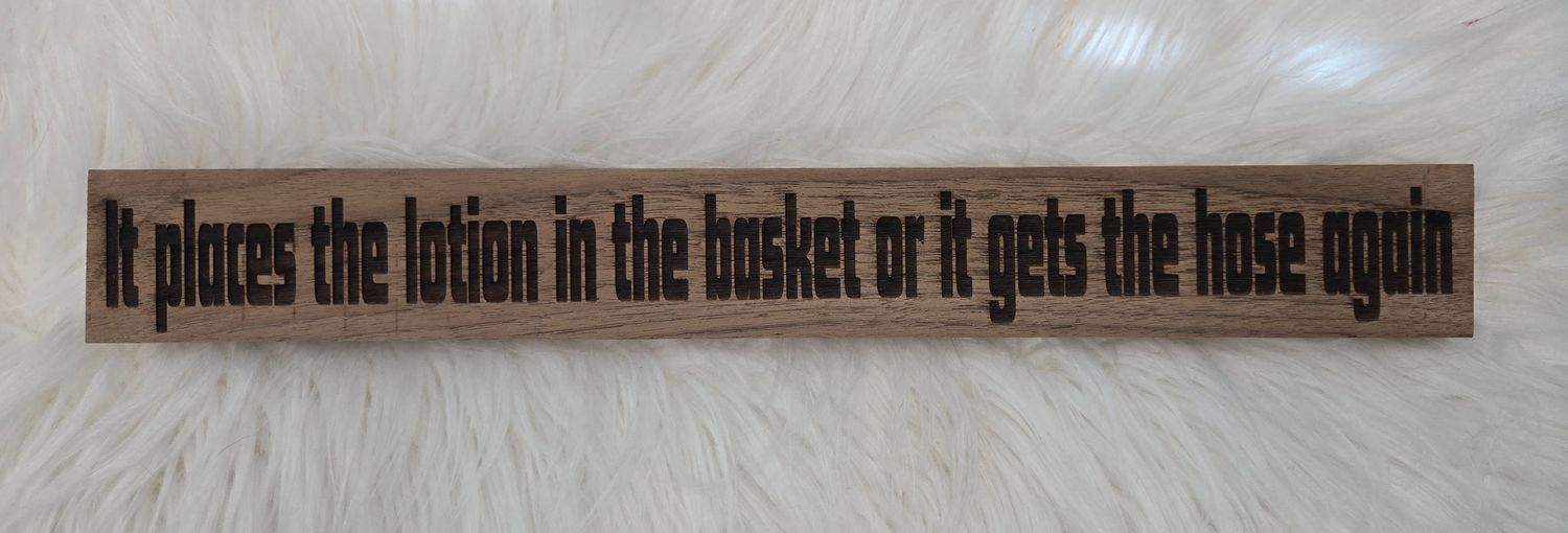 It places the lotion in the basket or it gets the hose again Shelf sitter