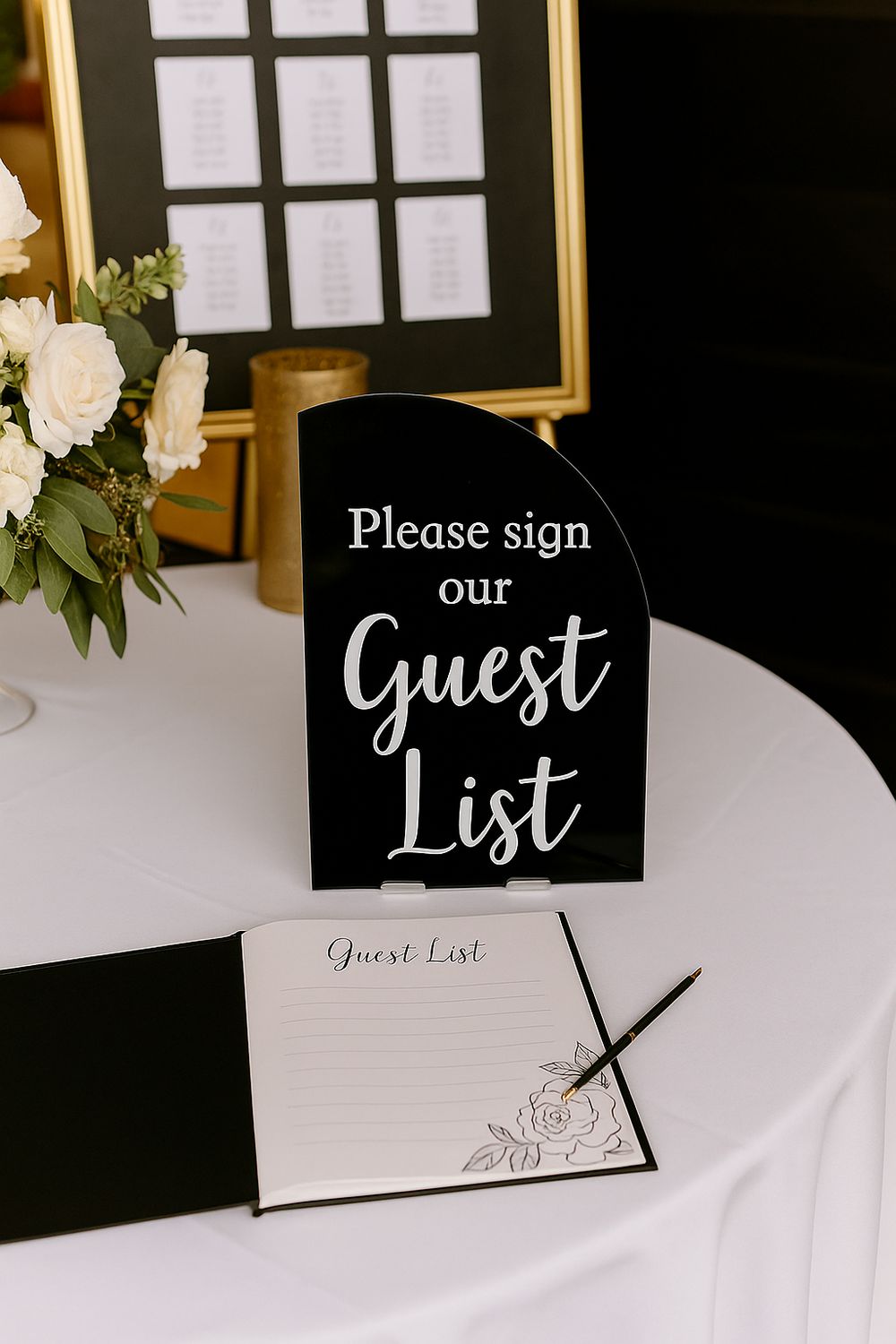 Acrylic Laser Engraved GUEST BOOK Sign Wedding Shower Birthday Graduation Party Ball