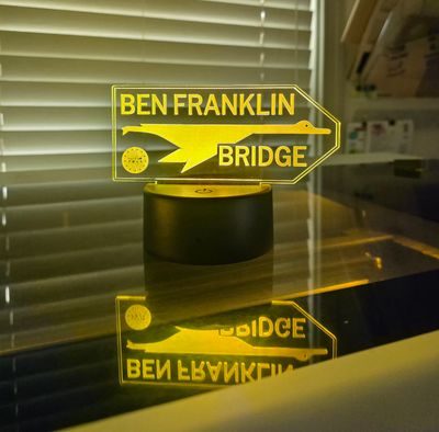 Ben Franklin Bridge PA To NJ  Acrylic LED Light / Lamp / Nightlight