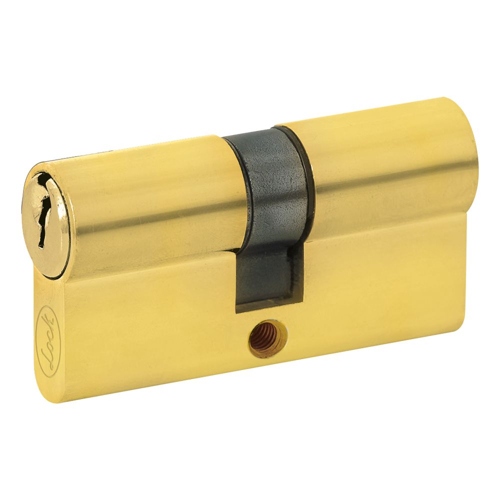 Cilindro europeo 60 mm función doble, latón brillante, llave estándar, en caja Lock