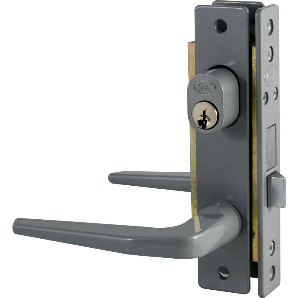 Cerradura clásica para puerta de aluminio función sencilla, gris, llave estándar Lock