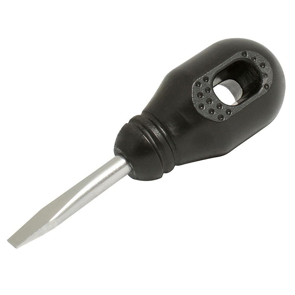 Destornillador con mango negro, punta plana tipo trompo 1/4" x 1-1/4" Foy