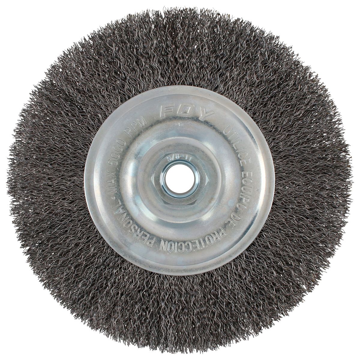 Carda circular ondulada alambre delgado 8" x 0.30 con rosca 5/8" Foy
