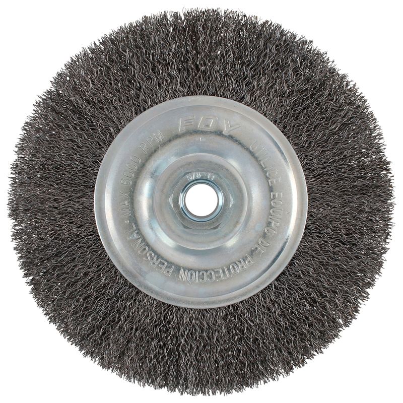 Carda circular ondulada alambre delgado 8" x 0.30 con rosca 5/8" Foy