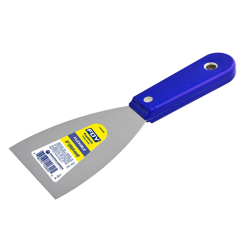 Espátula flexible de acero de alto carbón con mango plástico 2" Foy
