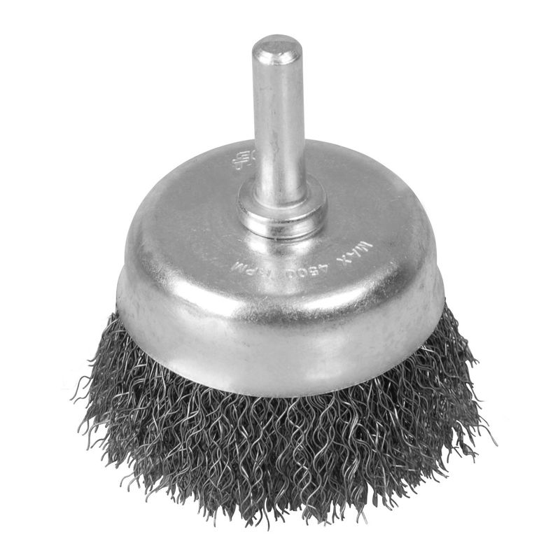 Carda copa trenzada alambre delgado 5" x 0.35 con rosca 5/8" Foy