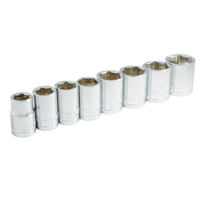 Juego de dados cuadro de 1/2" en pulgadas, 6 puntas, 8 piezas Foy
