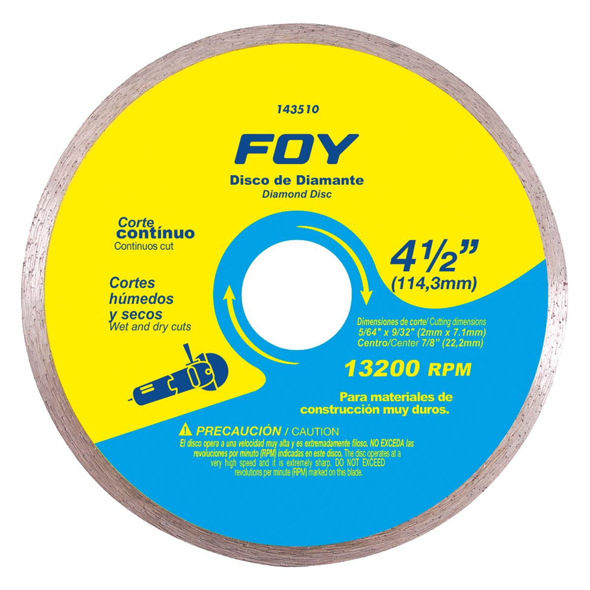 Disco de diamante continuo, 4-1/2" Foy