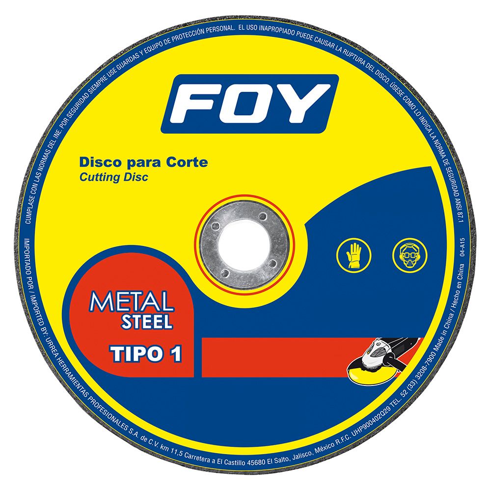 Disco abrasivo tipo 1 para metal 9" x 3 mm Foy