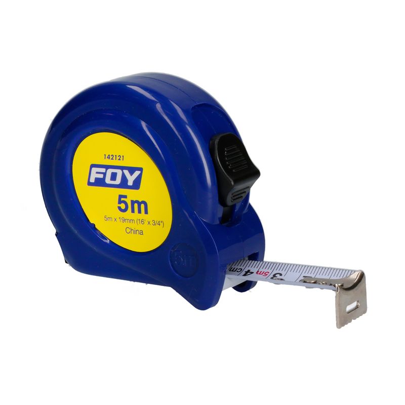 Flexómetro con carcasa de plástico azul 5 m x 3/4" Foy