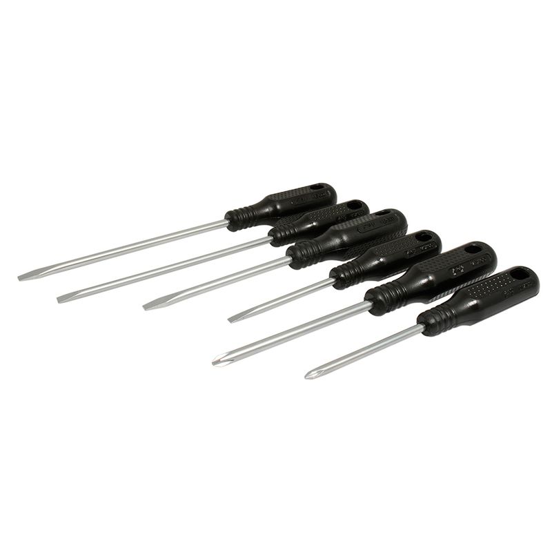 Juego de destornilladores con mango negro combinados, 6 piezas Foy