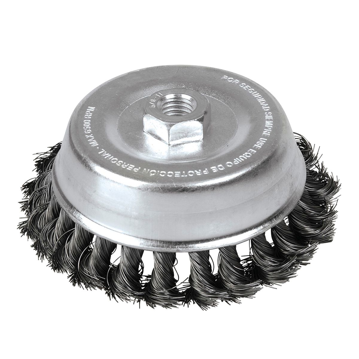 Carda copa trenzada alambre grueso 3" x 0.50 con rosca M14 Foy