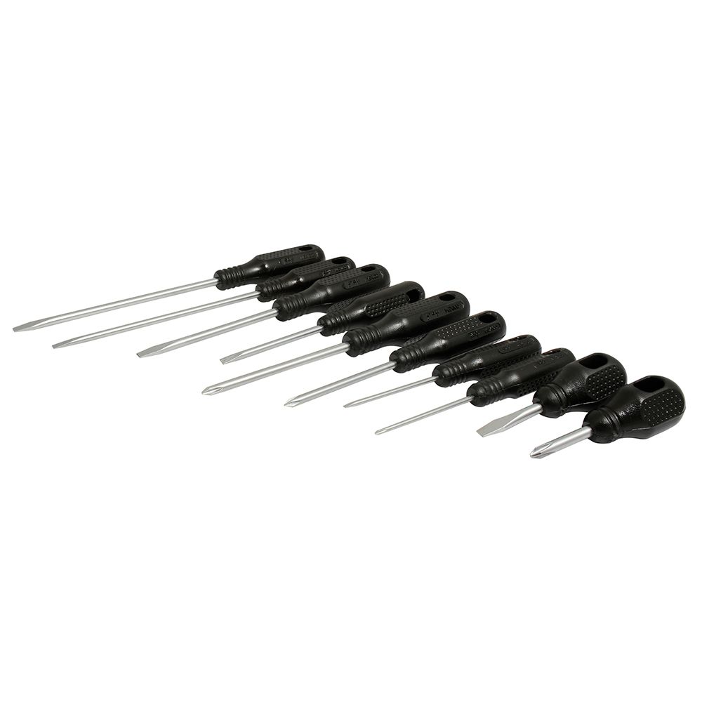 Juego de destornilladores con mango negro combinados, 10 piezas Foy