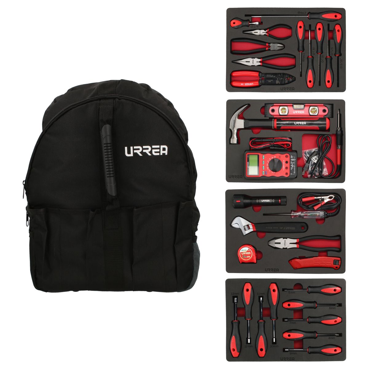 Juego combinado de herramientas para eléctrico, 31 piezas con mochila Urrea