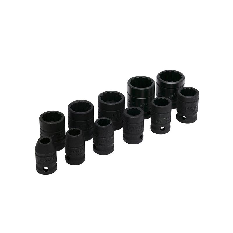 Juego de dados de impacto cuadro de 1/2", 12 puntas, en pulgadas, 11 piezas Urrea