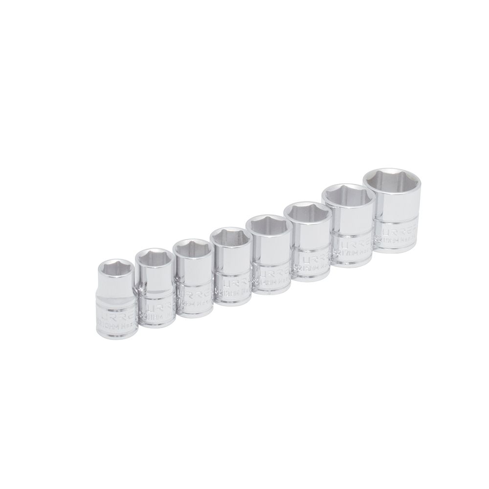Juego de dados cuadro de 3/8", 6 puntas, métricos, 8 piezas Urrea