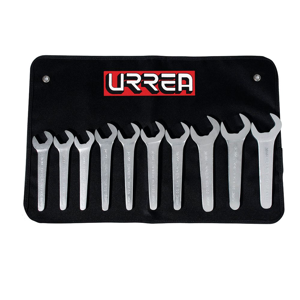 Juego de llaves de servicio satinadas métricas, 10 piezas Urrea