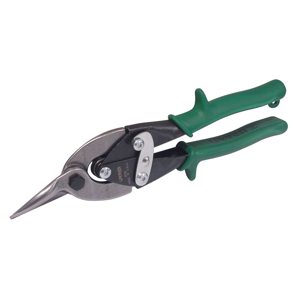 Tijera con mango rubber grip para hojalatero tipo aviación derecha, 10" Urrea