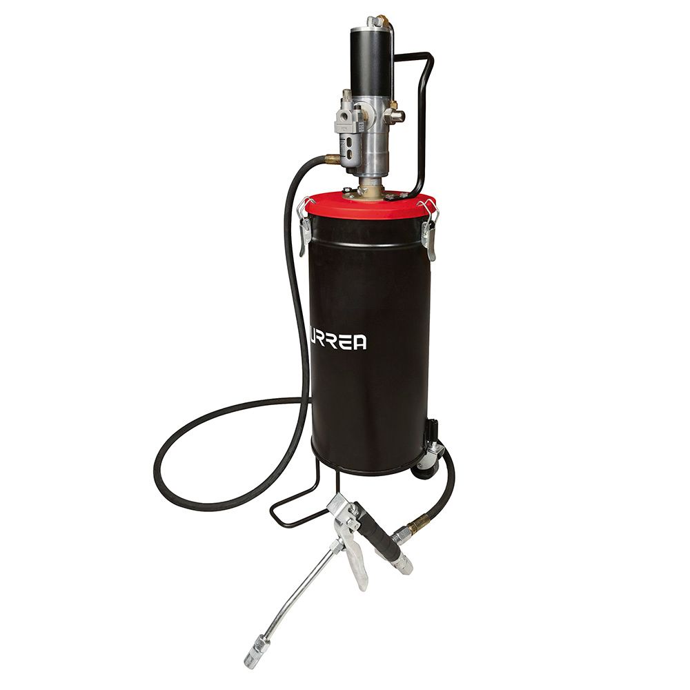 Inyector de grasa con cubeta neumático de 15 kg, 7,500 PSI Urrea