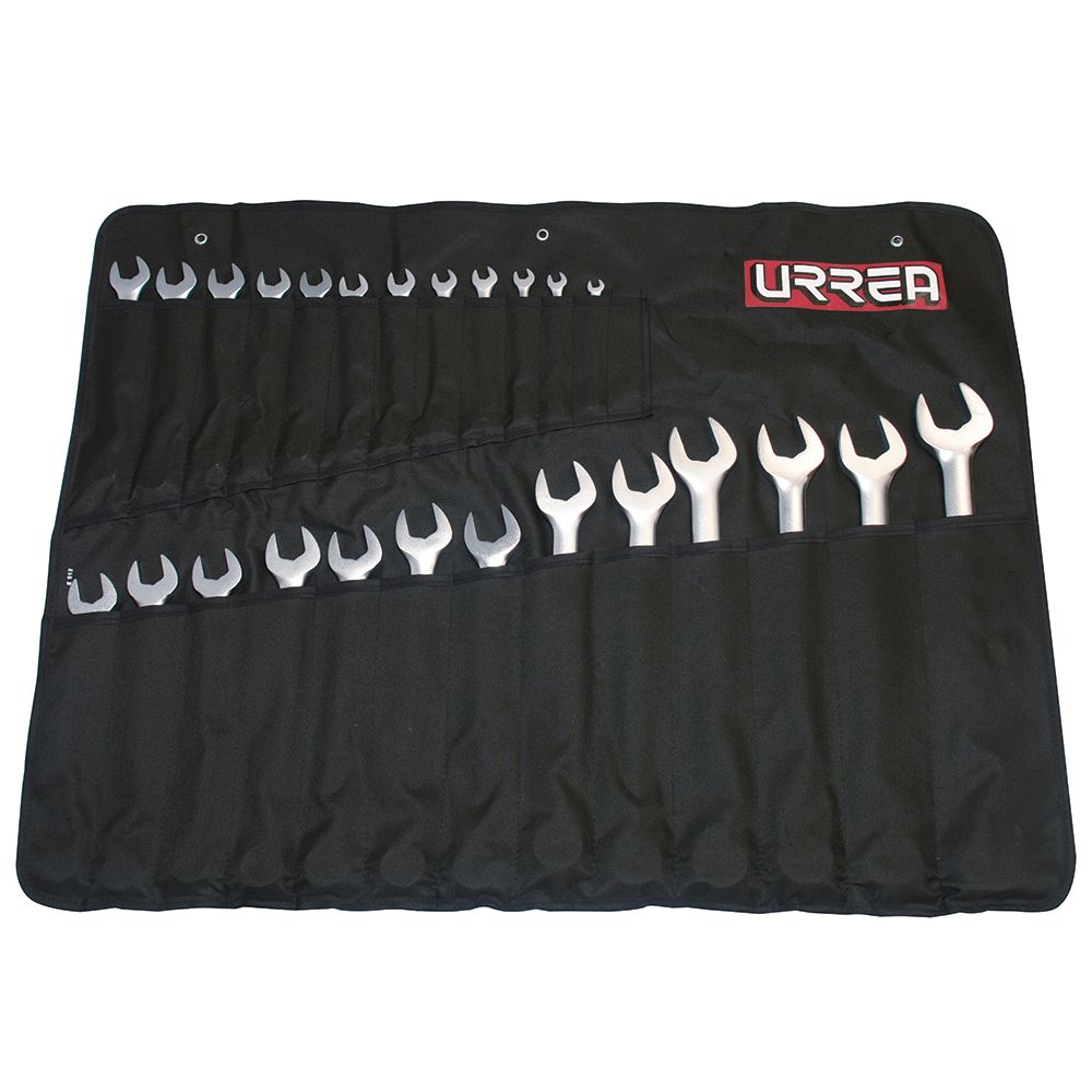 Juego de llaves combinadas satinadas métricas, 12 puntas, 25 piezas Urrea