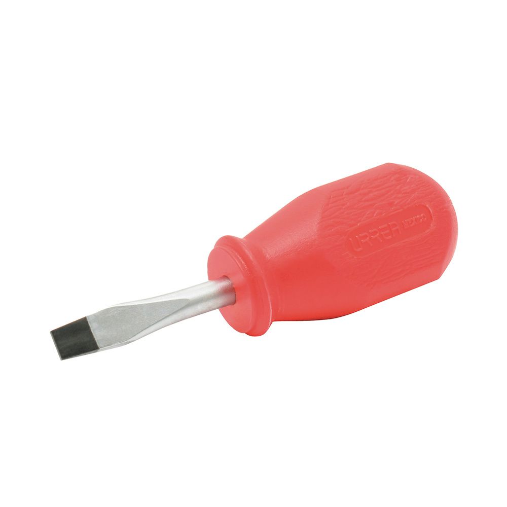 Destornillador con mango rojo, punta plana tipo trompo barra redonda 1/4" x 1-1/2" Urrea