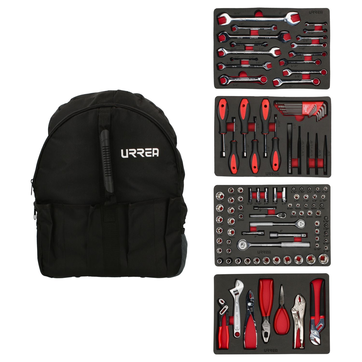 Juego combinado de herramienta para mecánico, 102 piezas con mochila Urrea