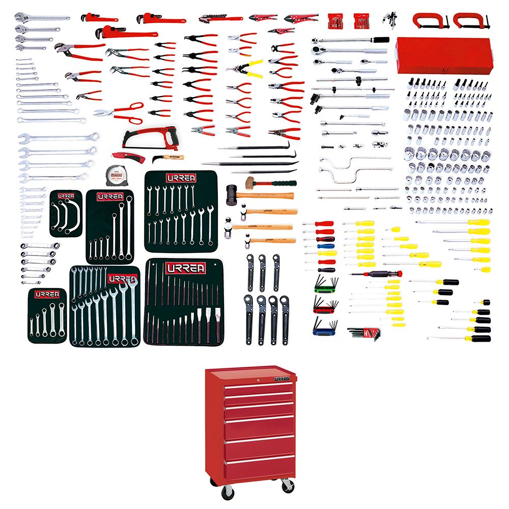 Juego maestro industrial combinado 396 piezas, con gabinete EX27M6 Urrea