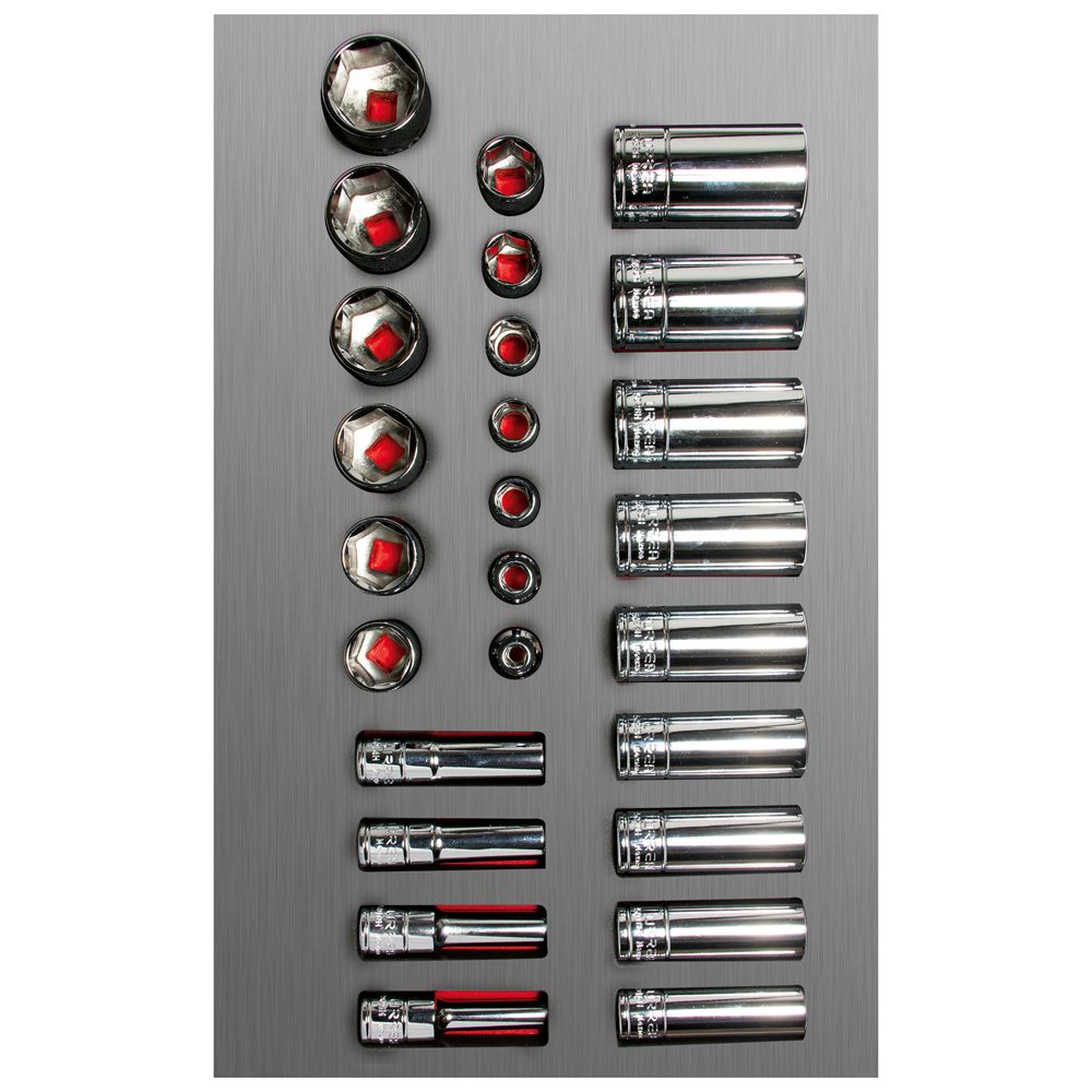Juego de dados cortos y largos cuadro de 3/8" en pulgadas, 26 piezas Urrea
