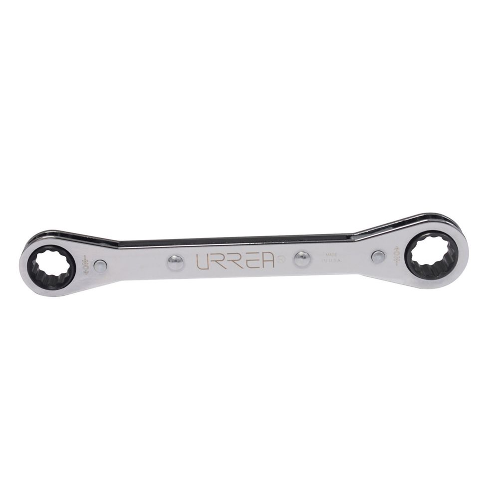 Llave de estrías pulido espejo plana de matraca en pulgadas, 12 puntas, 5/8" x 11/16" Urrea