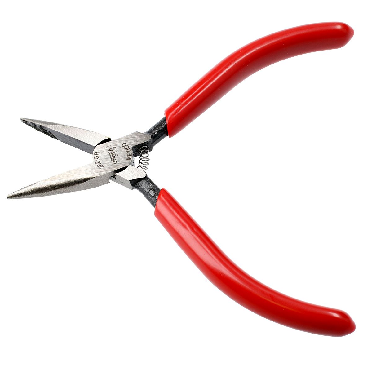 Pinza para electricista con mango rubber grip de 4-3/4" punta larga sin corte con resorte Urrea
