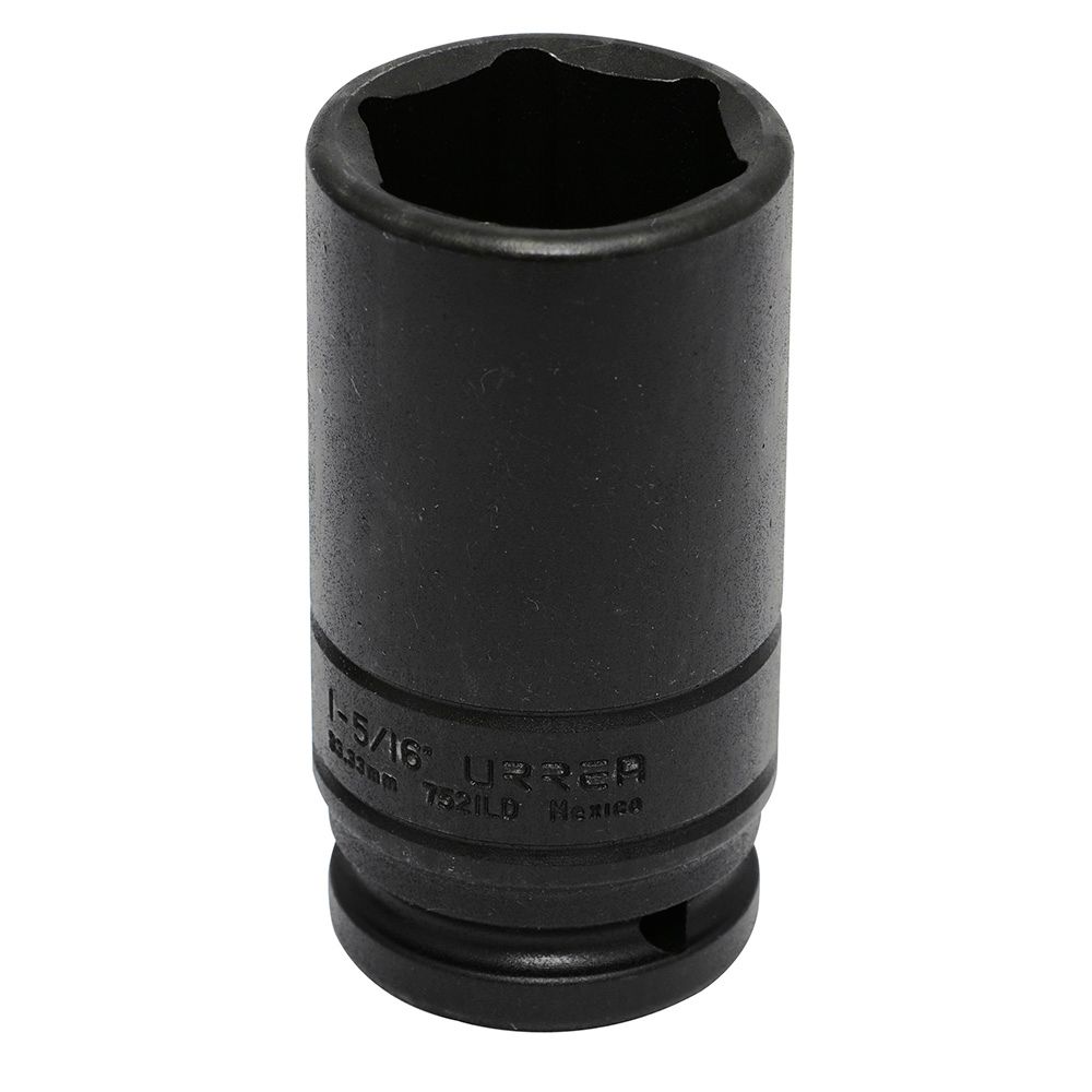 Dado de impacto largo pared delgada cuadro de 3/4", 6 puntas, en pulgadas, 1-5/16" Urrea