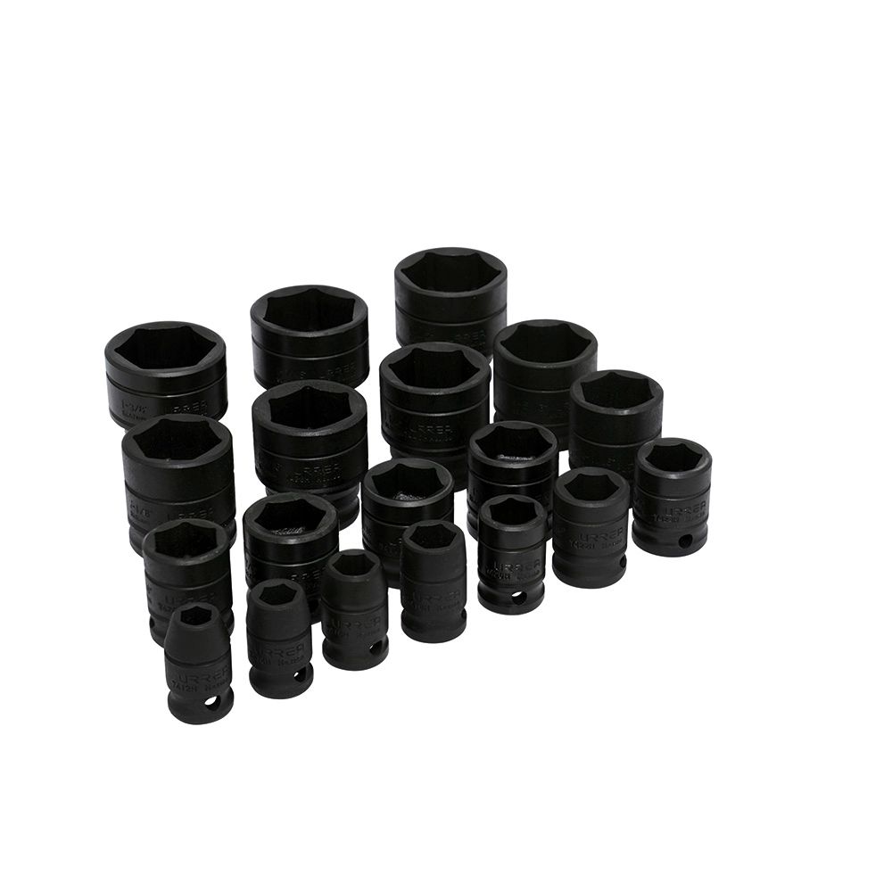 Juego de dados de impacto cuadro de 1/2", 6 puntas, en pulgadas, 19 piezas Urrea