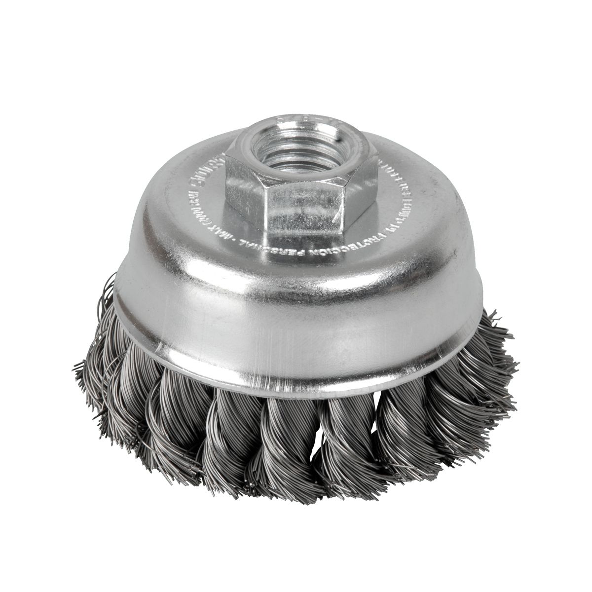 Carda copa trenzada alambre grueso 5" x 0.51 mm con rosca M14 Surtek