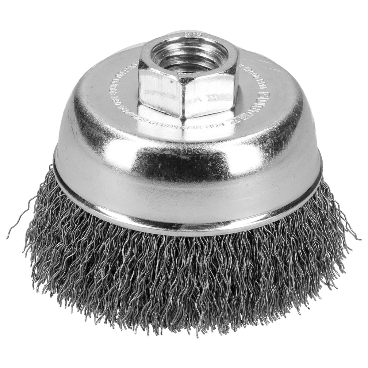 Carda copa trenzada alambre delgado acero inoxidable 5" x 0.30 mm con rosca M14 Surtek