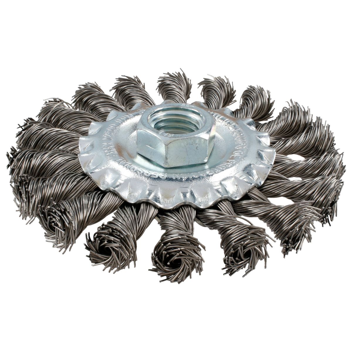 Carda circular ondulada alambre delgado acero inoxidable 4" x 0.30 mm con rosca 5/8" Surtek
