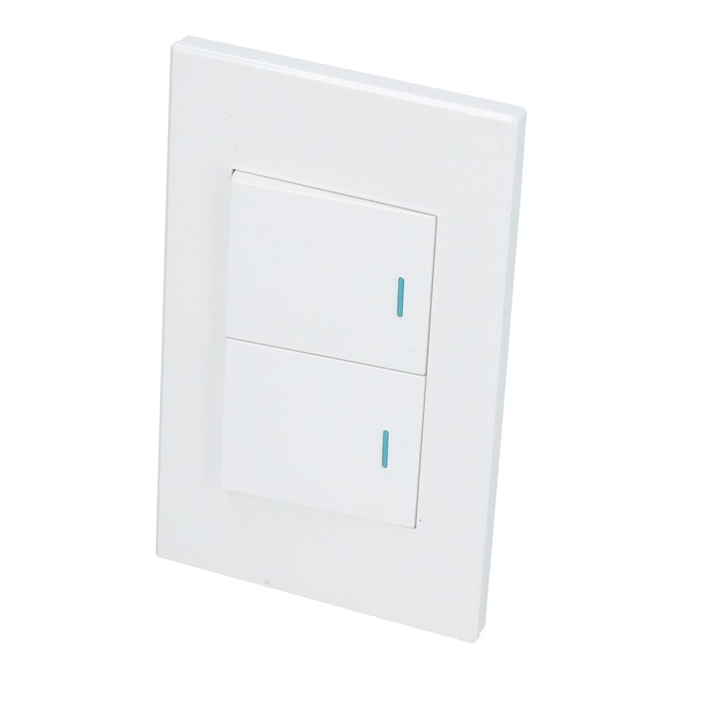 Placa 2 Interruptor 1/2, línea Premium, color blanco Surtek