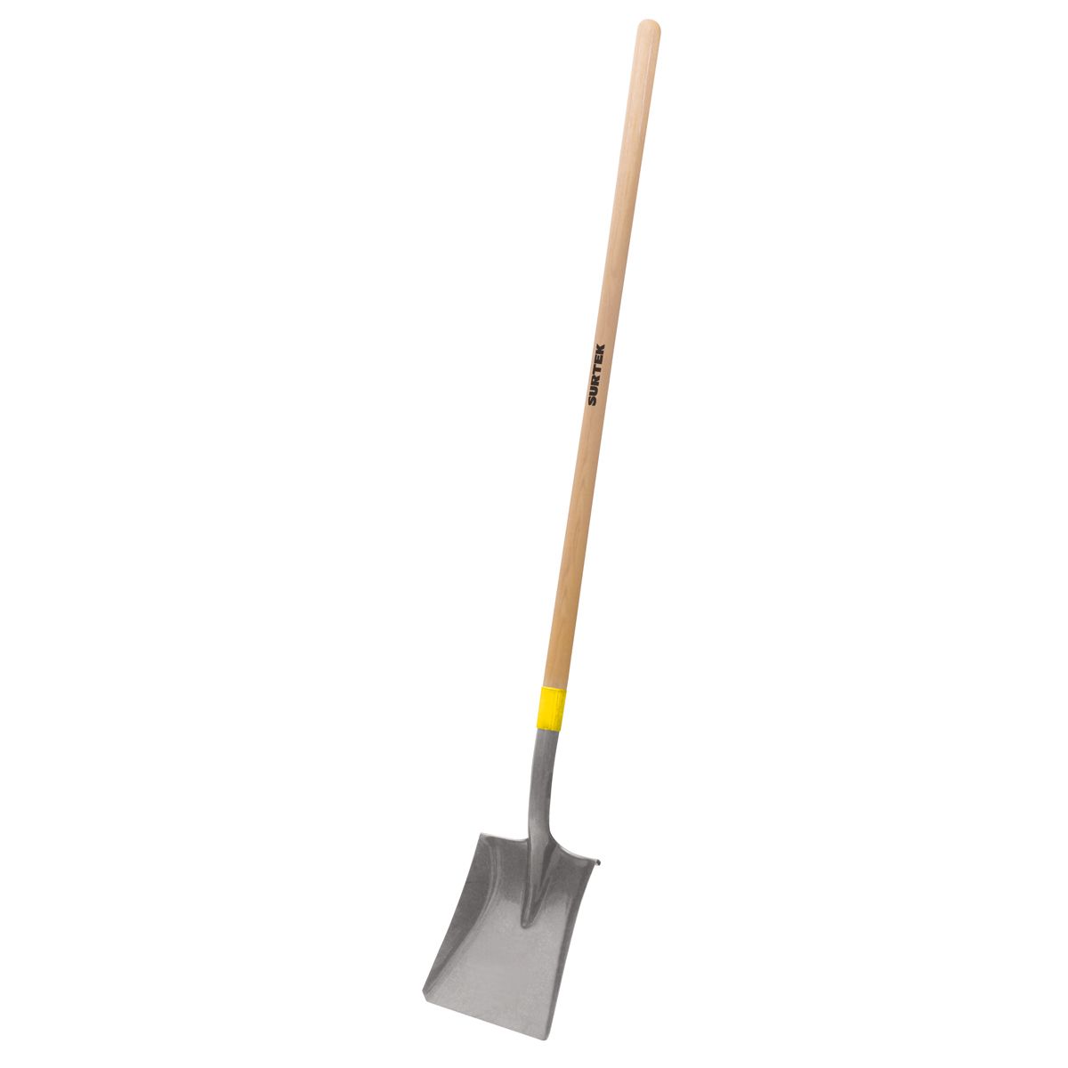 Pala con mango largo de madera con anillo crimpado, cuadrada Surtek